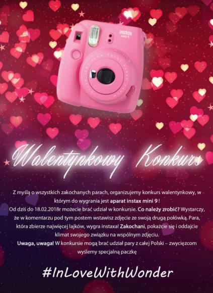In love with #Wonder. Facebookowy konkurs walentynkowy w Wonder Photo Shop Sztuka, LIFESTYLE - Od 12 do 18 lutego Wonder Photo Shop ? niezwykły fotograficzny concept store ? organizuje na Facebooku konkurs walentynkowy.