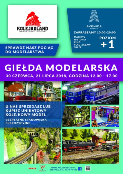 Giełda modelarska w Avenidzie Poznań Hobby, LIFESTYLE - Już 30 czerwca w Avenidzie Poznań zostaną zaprezentowane unikatowe i precyzyjnie odwzorowane modele kolejowe, a także uzupełniające je makiety samochodowe, lotnicze czy morskie ? nawet z okresu przedwojennego.