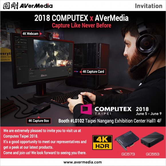 AVerMedia zaprasza na Computex 2018 Hobby, LIFESTYLE - Największe targi elektroniki komputerowej w Azji - Computex - już za chwilę. Podczas rozgrywanej w Tajpej imprezy nie zabraknie też strefy AVerMedia.