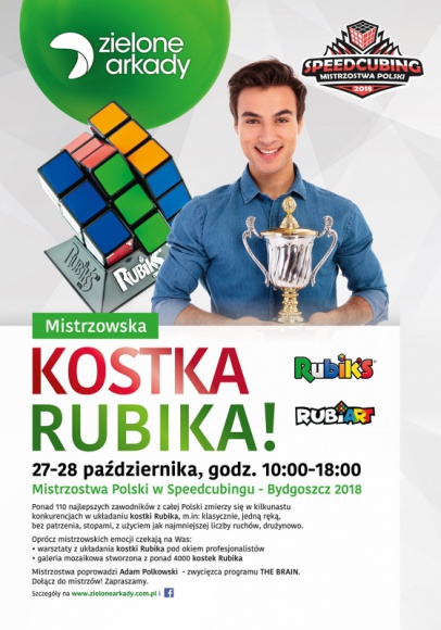 14. Mistrzostwa Polski w Speedcubingu odbędą się w bydgoskich Zielonych Arkadach Hobby, LIFESTYLE - Szturmem podbiła serca wielu pokoleń Polaków, a już niedługo opanuje Zielone Arkady.