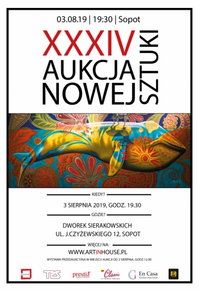 Wieloryb na Monciaku, czyli XXXIV Aukcja Nowej Sztuki Sztuka, LIFESTYLE - Już 3 sierpnia o 19:30 ponownie zobaczymy się w Dworku Sierakowskich w Sopocie, by wspólnie wziąć udział w XXXIV Aukcji Nowej Sztuki. Do wylicytowania aż 87 obrazów i rzeźb!