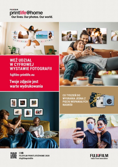 Weź udział w wirtualnej wystawie i konkursie Fujifilm printlife@home Hobby, LIFESTYLE - Korzystając z dorobku i sukcesów Fujifilm w organizacji wystaw fotograficznych, uruchamiamy printlife@home ? cyfrową platformę, na której wykorzystując potęgę fotografii, możemy podzielić się wspólnymi doświadczeniami z 2020 roku. Pokaż jak w wygląda życie i świat Twoimi oczami,